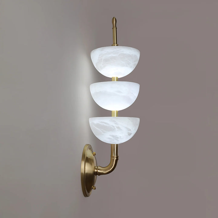 Side view of Triple Alabaster Wall Sconce, luxury lighting, elegant home interior décor