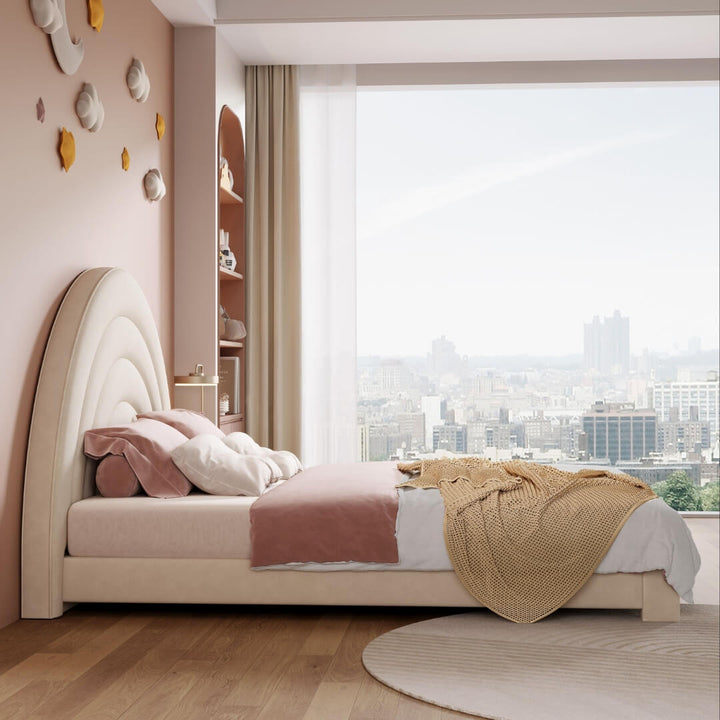 Side view of Twilight Arch kids’ bed showcasing playful arch frame and sturdy construction