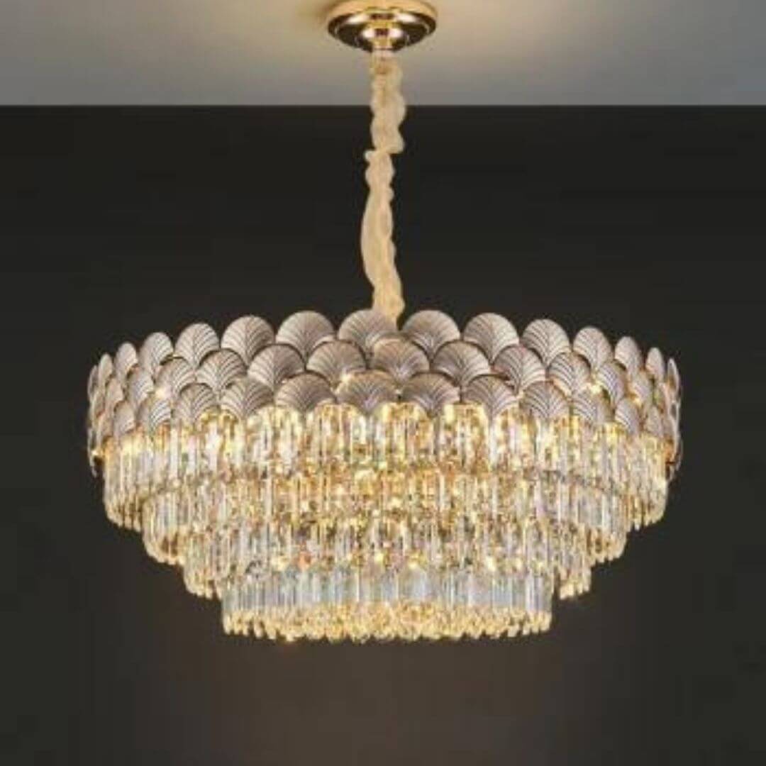 Front View of Twinkle Gold Chandelier Light – Elegant Modern Ceiling Lighting for Interiors