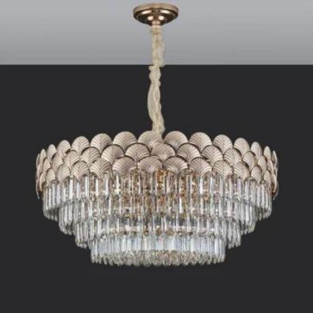 Twinkle Gold Chandelier in Luxury Living Room – Elegant Modern Ceiling Lighting Fixture