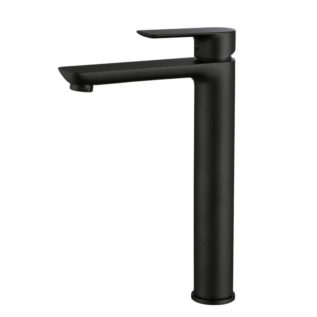 Close-up view of Umbron tall basin mixer faucet Eclipse model, highlighting sleek modern design and polished finish