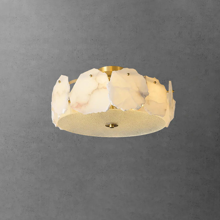 Valeria modern alabaster ceiling light front view highlighting sleek contemporary design