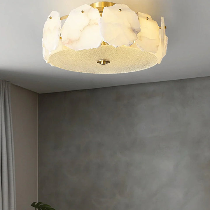 Valeria modern alabaster ceiling light front view showcasing elegant contemporary design