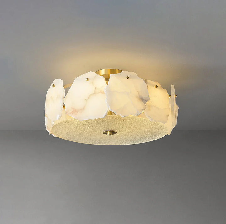 Valeria modern alabaster ceiling light front view showcasing elegant contemporary design