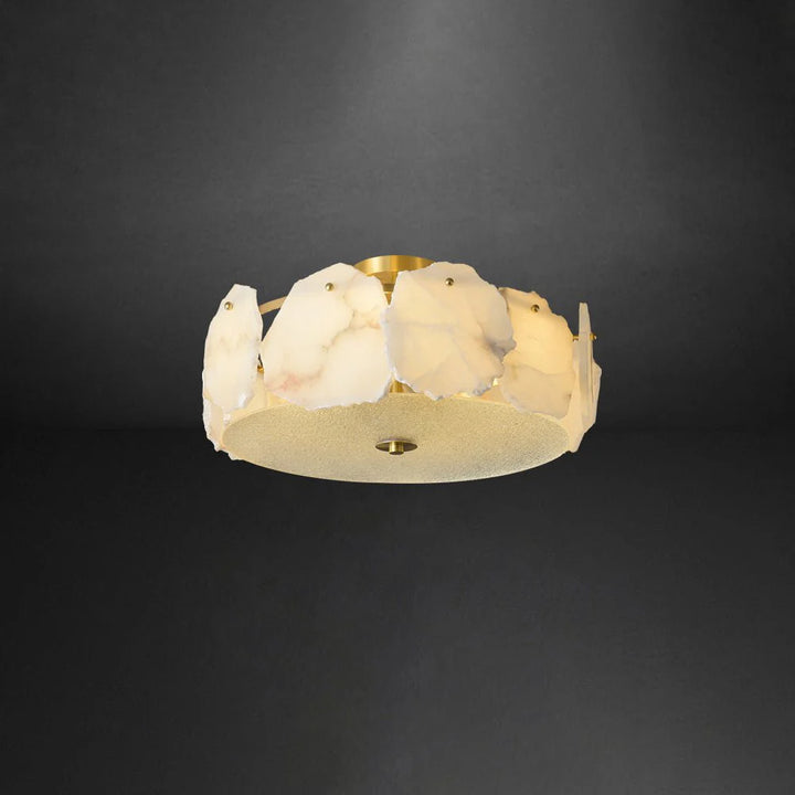 Valeria modern alabaster ceiling light front view highlighting sleek contemporary design