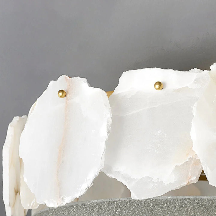 Valeria modern alabaster ceiling light close view showing marble texture and elegant design