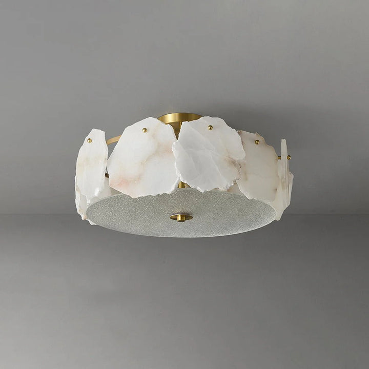 Valeria modern alabaster ceiling light front view showcasing sleek and elegant contemporary design