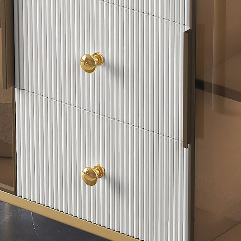 Close-up detail of Vandana buffet table drawer, showcasing smooth wood finish and elegant handle design