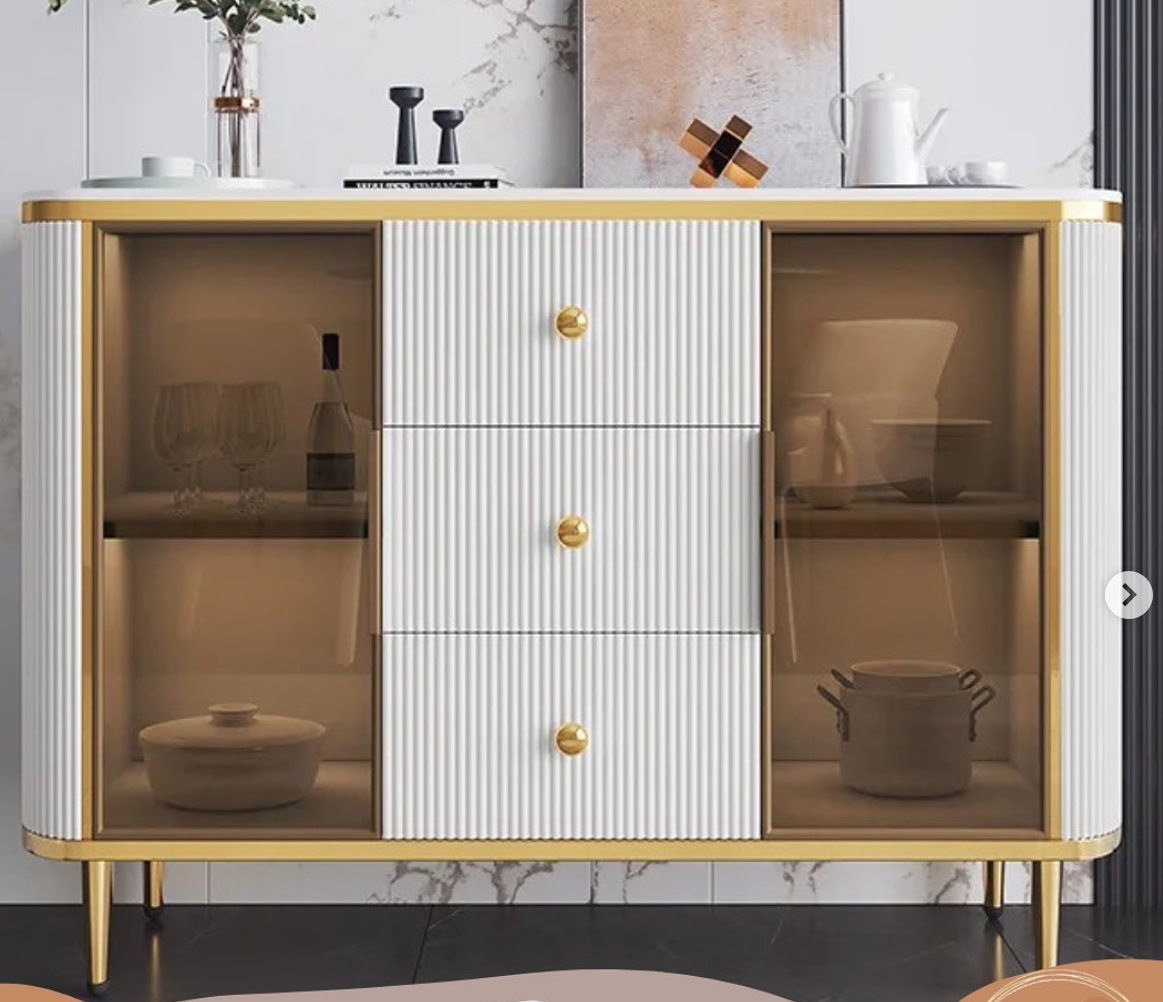 Elegant Vandana buffet table crafted from solid wood with a sleek modern design, ideal for dining room storage and décor