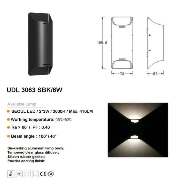 Dimensions of VELL LED Wall Light – Detailed specifications for accurate installation and fitting in modern spaces.