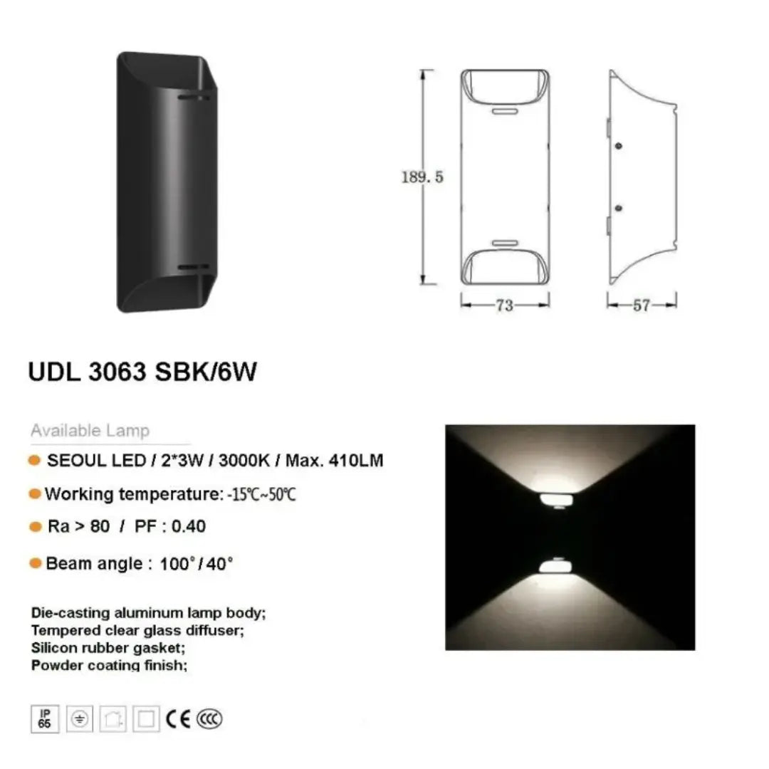 Dimensions of VELL LED Wall Light – Detailed specifications for accurate installation and fitting in modern spaces.