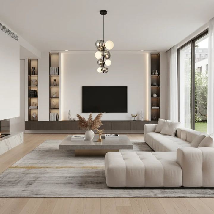Veloura Modern Black and White Glass Pendant Chandelier in Living Room Elegant Lighting