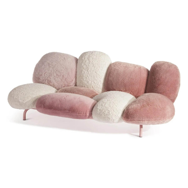 Front view of Velvet Veritas KS34 sofa with plush velvet upholstery – elegant design combining comfort and modern style