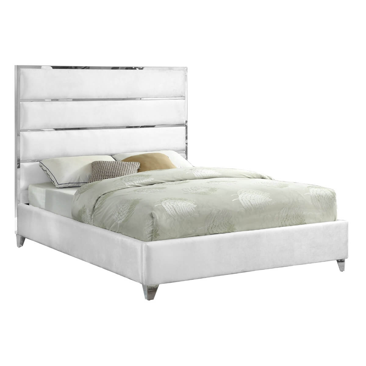 Side view of Velvet Vista luxurious velvet bed showcasing plush upholstery and elegant frame design