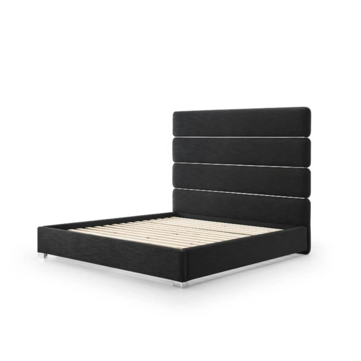 Velvet Vista luxurious velvet bed frame without mattress, showing plush upholstery and sturdy build