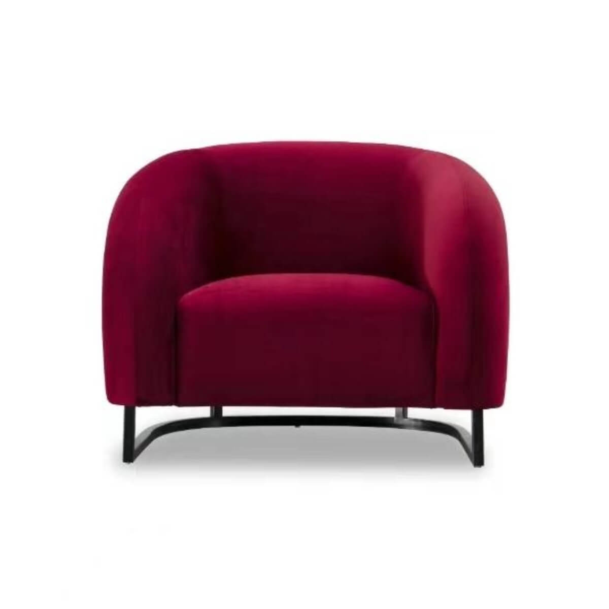 Front view of Velvet Vogue luxury velvet lounge chair featuring plush cushions and refined design