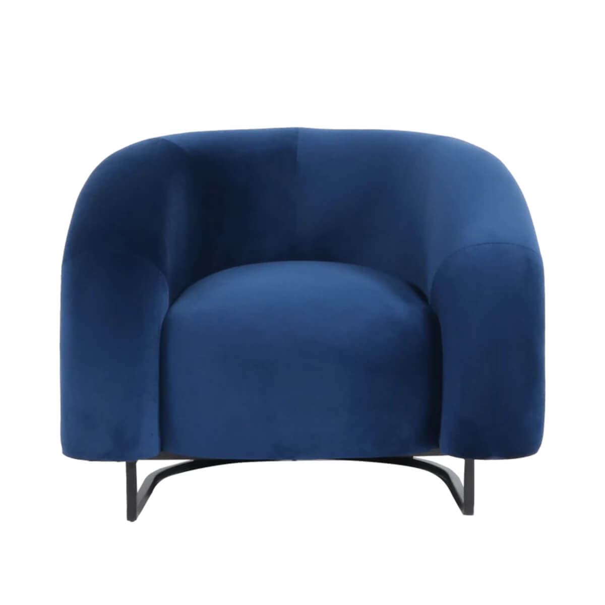 Front view of Velvet Vogue luxury velvet lounge chair featuring plush cushions and refined design