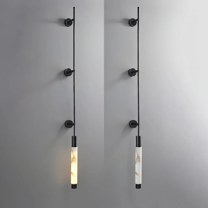 Side view of Verita alabaster wall sconce for modern and elegant home décor lighting