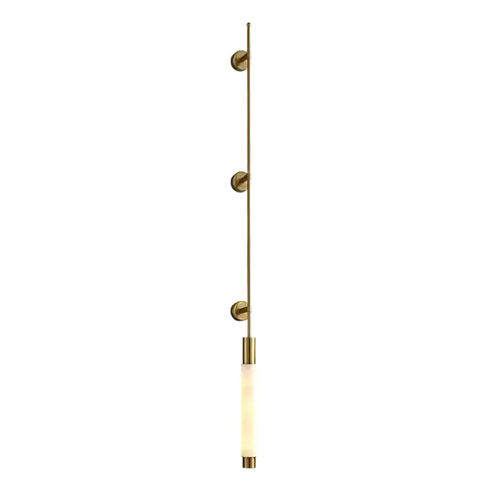 Front view of Verita alabaster wall sconce with marble light and three wall mounts for décor