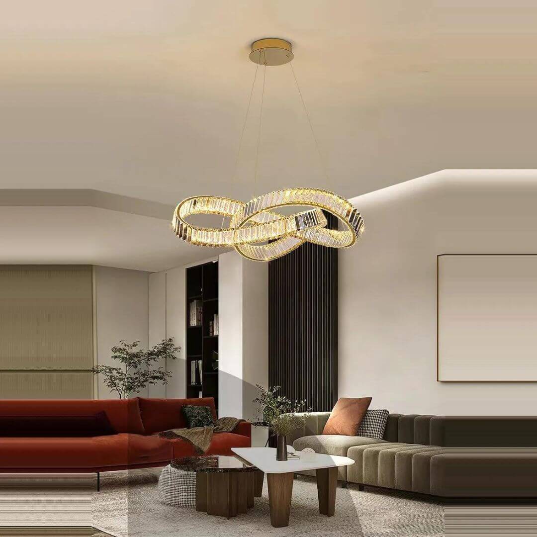 Vivid twisted crystal chandelier light showcasing intricate design and sparkling elegance for luxury interiors