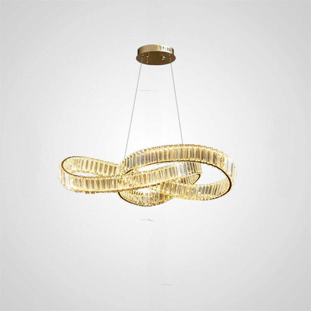 Vivid twisted crystal chandelier in luxury room, featuring elegant design and dazzling sparkling crystals