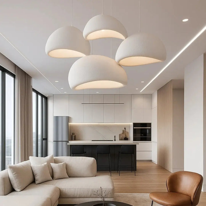 Wabi Sabi Igloo Grey pendant light modern lighting front view for living room