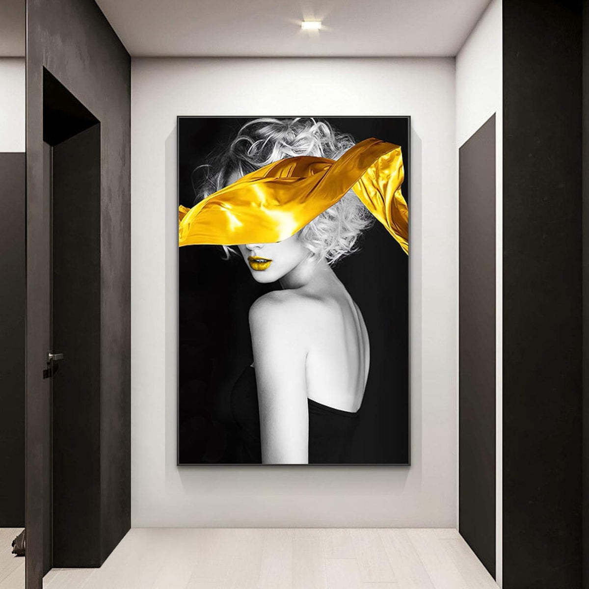 Colorful abstract woman painting as stylish wall decoration