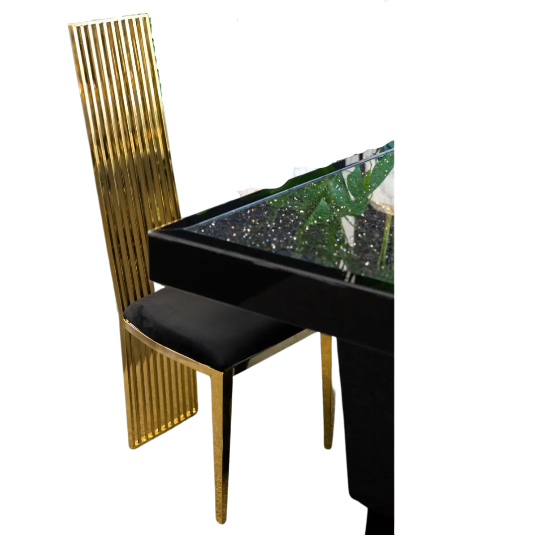 New York Style Steel Gold Black Alexis Elegant Glamor Chair for Living Room, Office, Dining Room