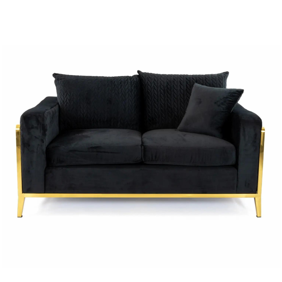 Exclusive GAJA Gold and Black Upholstered Double Sofa front view