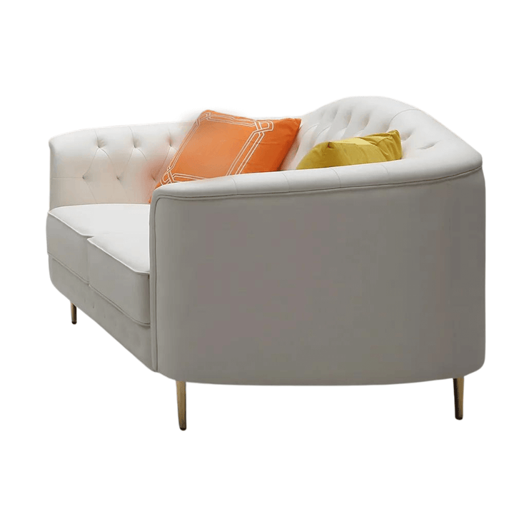 Side view of 3-piece beige leather sofa set in Australia – sleek design with premium leather finish