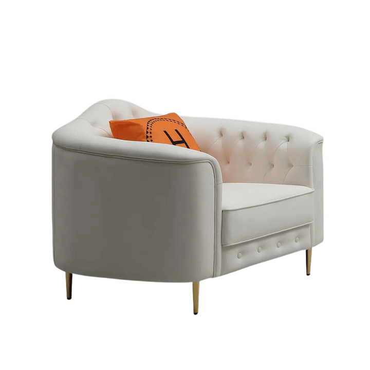 Side view of 3-piece beige leather sofa set in Australia – modern style with soft leather upholstery