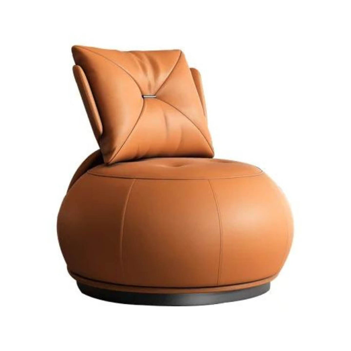 Side view of orange accent chair in Australia showcasing vibrant color and modern design
