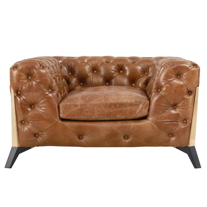 Front view of American leather 1-seater in Australia, premium upholstery with modern style