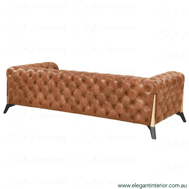 Back view of American leather sofa in elegant Australian interior – sleek design with high-quality leather finish