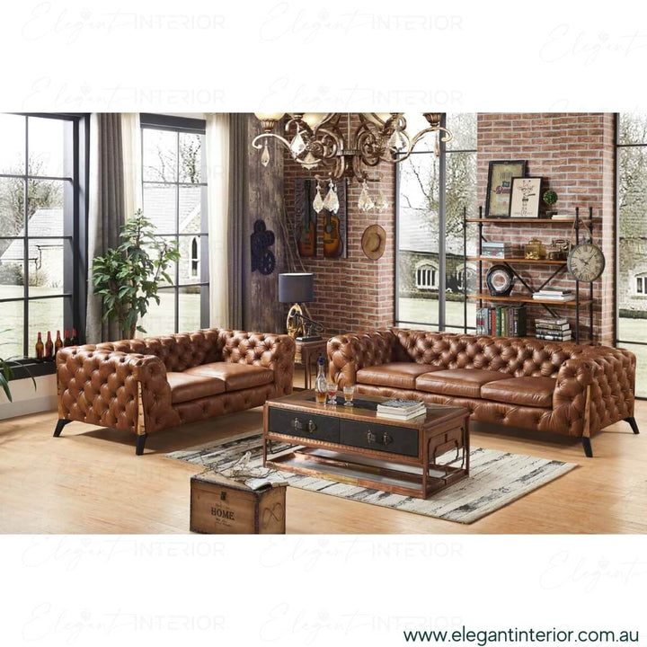 Front view of American leather 1-seater in Australia, luxurious comfort with sleek design