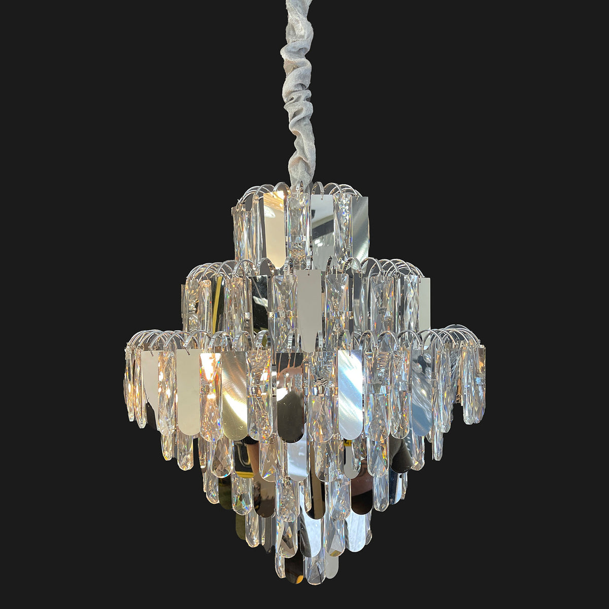 Anita- Clear Crystal Chandelier Coffin Drops 6 Bulbs- Lux Decor Australia