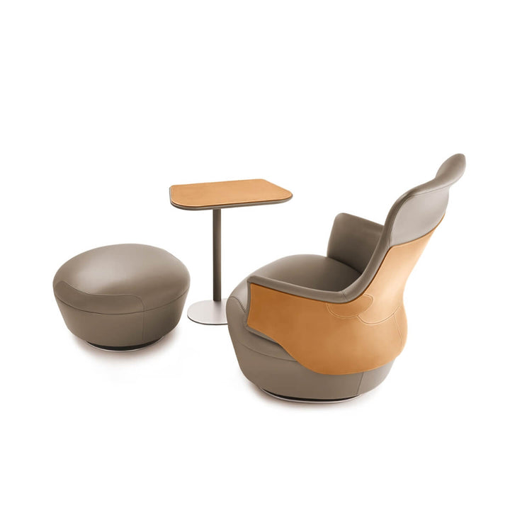 Side top view of Assaya leisure chair in Australia showcasing stylish form and cozy design