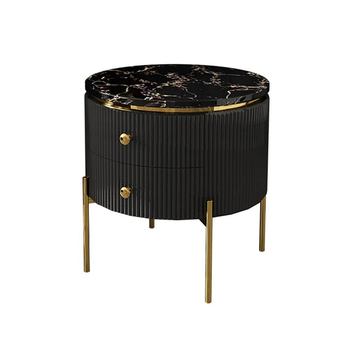 Single view of black round coffee table with storage in Australia – modern and elegant furniture piece