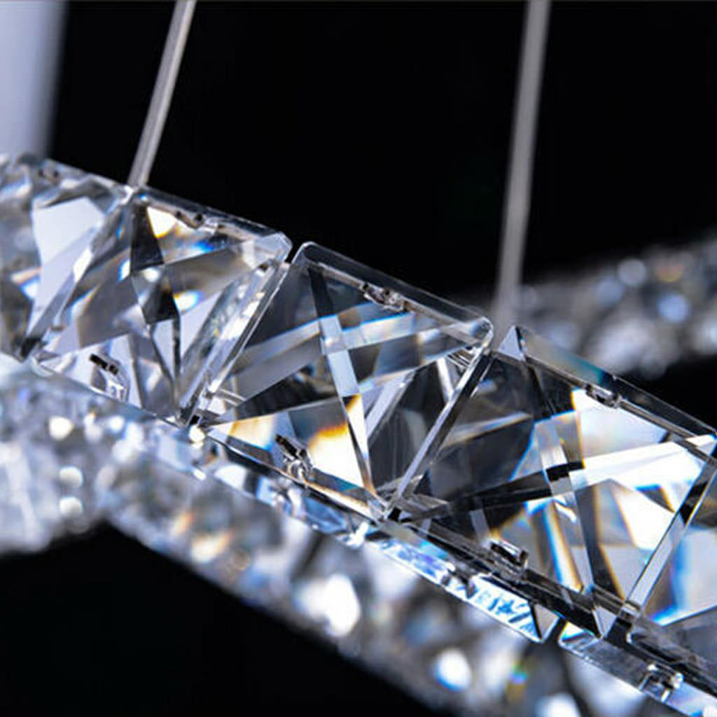 Close-up of crystal details on Chantale flush mount ceiling light