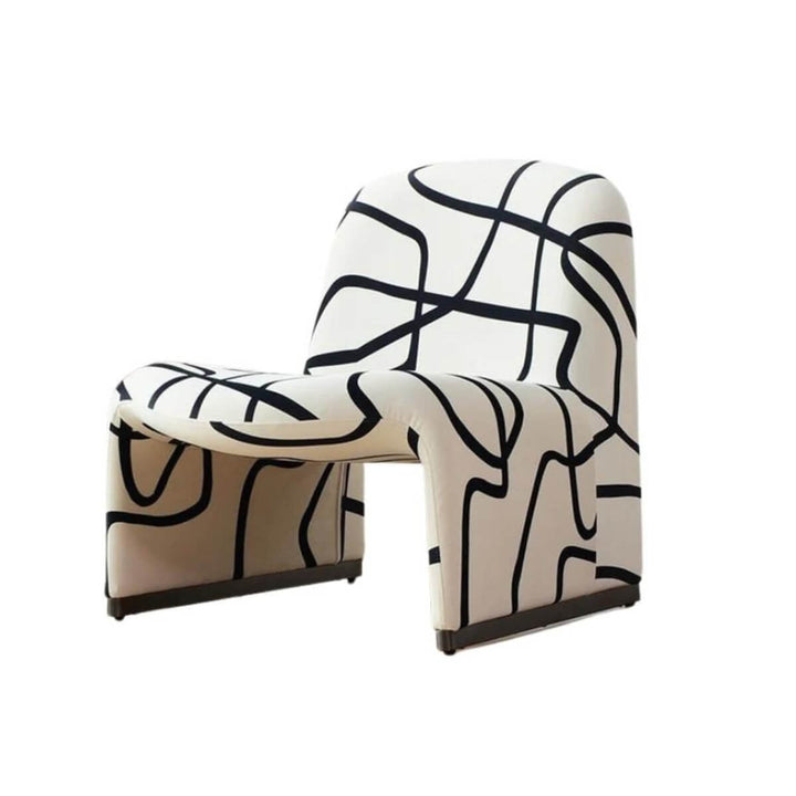 Cotton-linen armless accent armchair side view in Australia showcasing minimalist modern style