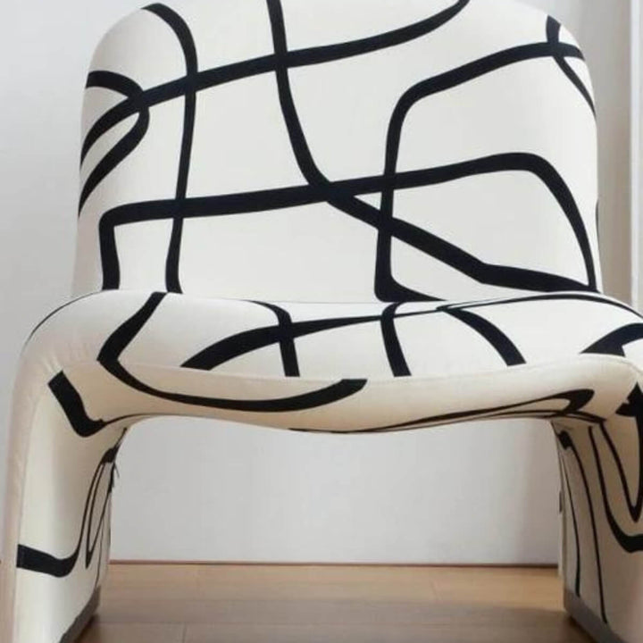 Cotton-linen armless accent armchair front view in Australia – minimalist modern design