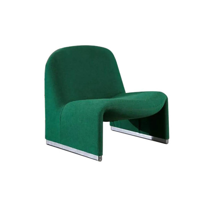 Green cotton-linen armless accent armchair side view in Australia showcasing modern style