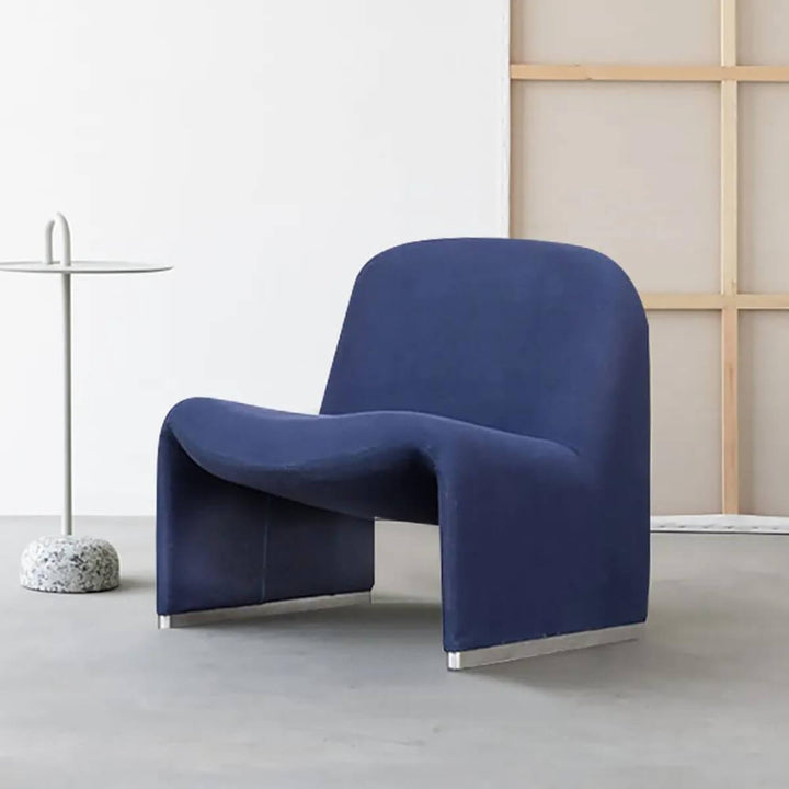 Side view of cotton linen armless accent chair in Australia showcasing sleek modern design