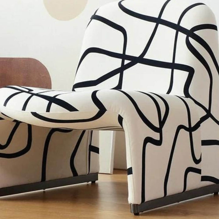Design side view of cotton-linen armless accent armchair in Australia showcasing modern style