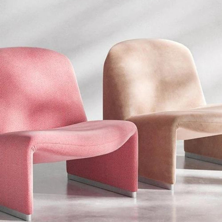 Side view of cotton-linen armless accent armchair in Australia highlighting minimalist design