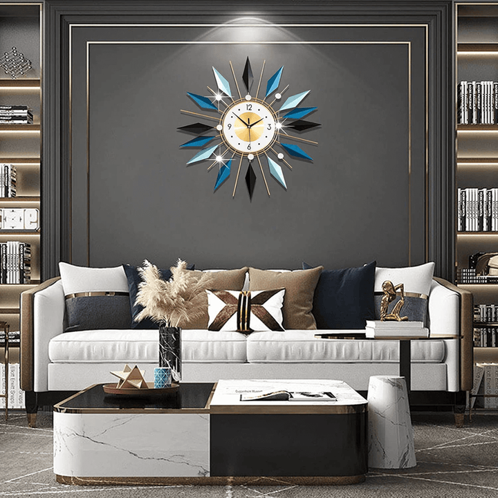 Diamond-Studded Flower Shape Wall Clock in Australia – Mounted on Living Room Back Wall