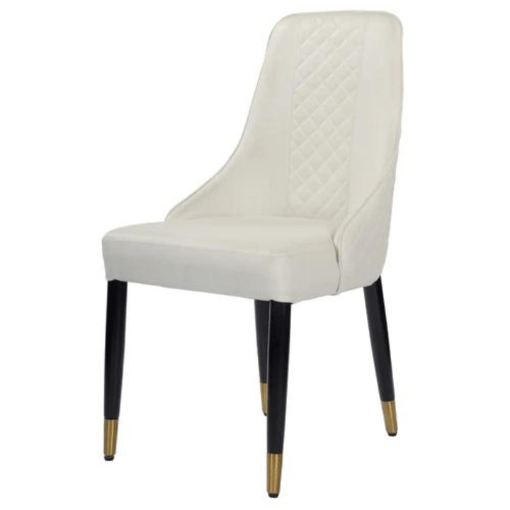 Side view of Ascot leather dining chair, elegant profile with smooth leather upholstery.