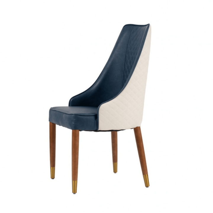 Side view of Ascot leather dining chair, showcasing elegant design and premium leather finish