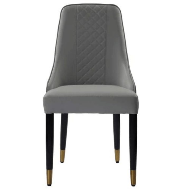Stylish Ascot leather dining chair from front, combining comfort and elegant upholstery