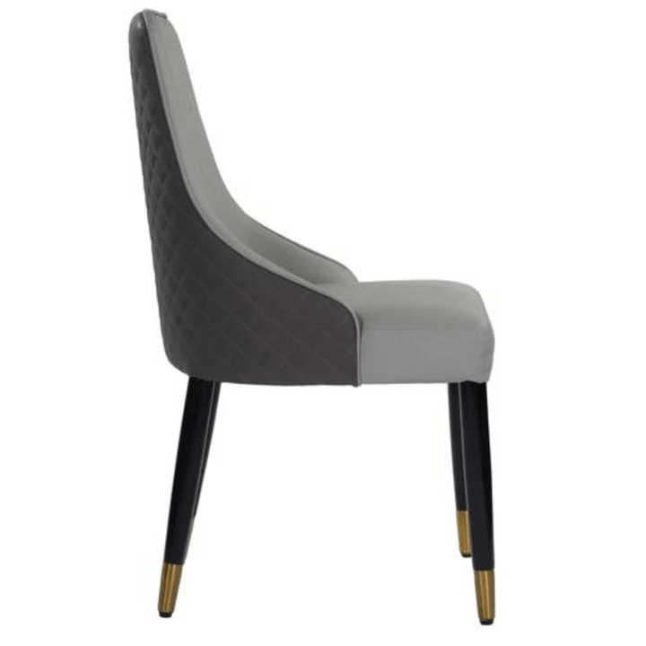 Side view of Ascot leather dining chair, featuring sleek silhouette and high-quality leather